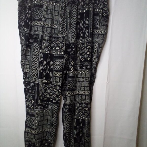 Jessica Simpson Pants Women XL Elastic Waist Pull On Pockets Pattern Black White - Picture 2 of 16